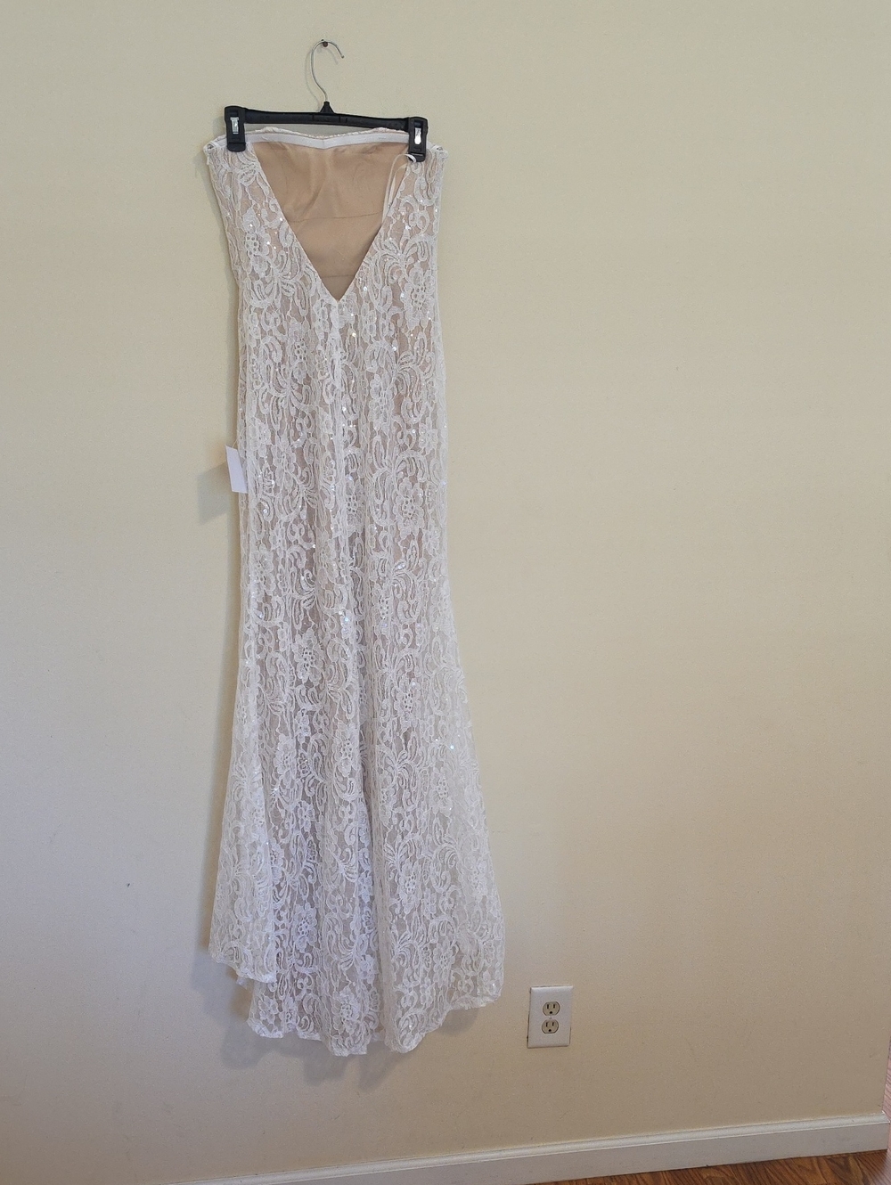 Lulu's Ivory Lace Maxi Dress with Nude Lining